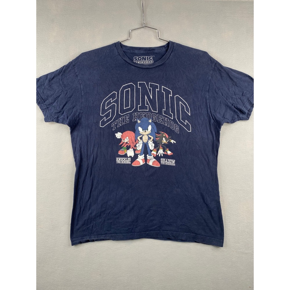 Sonic The Hedgehog Mens Blue Graphic T-Shirt Knuckles Shadow Large SOC 115665